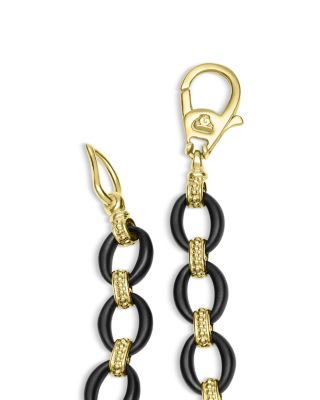 18K Gold Matte Black Ceramic Oval Link Necklace, 20"