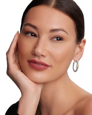 18K Yellow Gold & Sterling Silver Signature Caviar Diamond Beaded Large Hoop Earrings