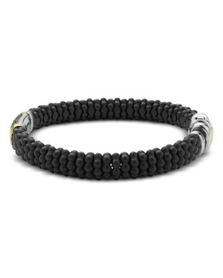 Two Tone Matte Black Ceramic Black Diamond Bracelet, 9mm