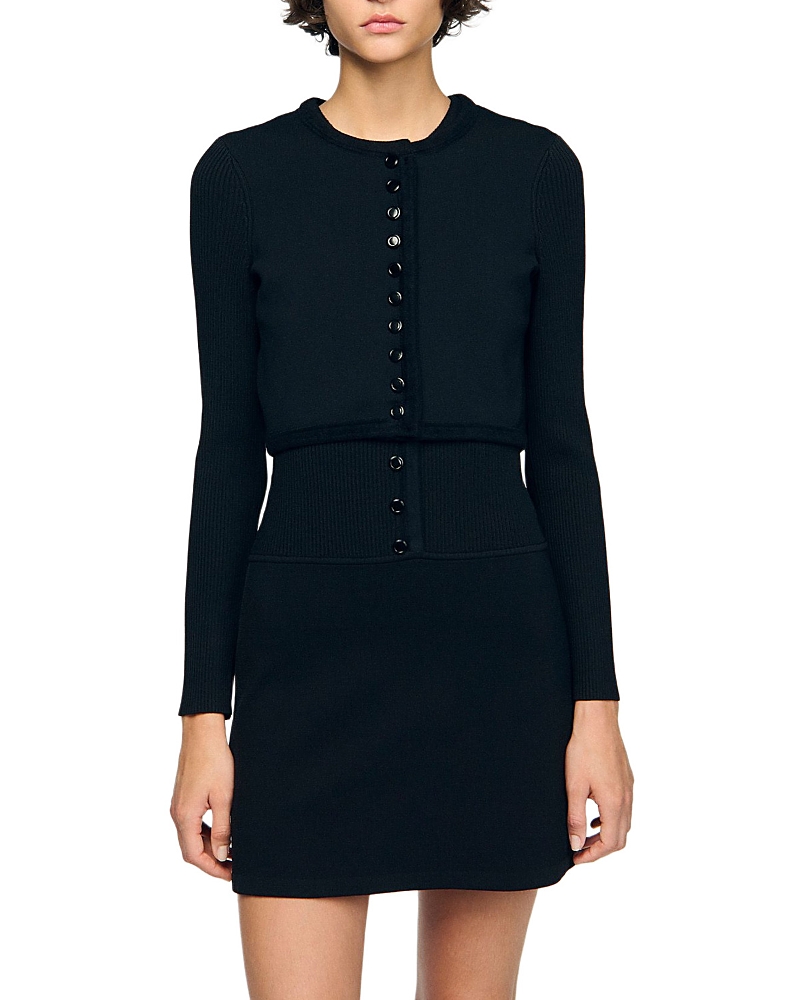Sandro Axel Cropped Cardigan In Blue