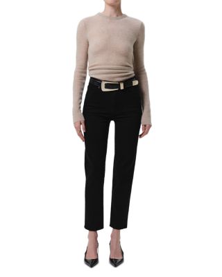 Caia High Rise Straight Jeans with Clean Hem in Plush Black