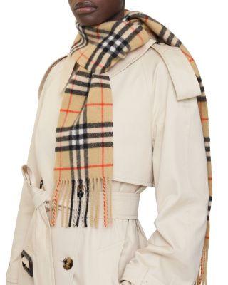 Narrow Check Cashmere Scarf