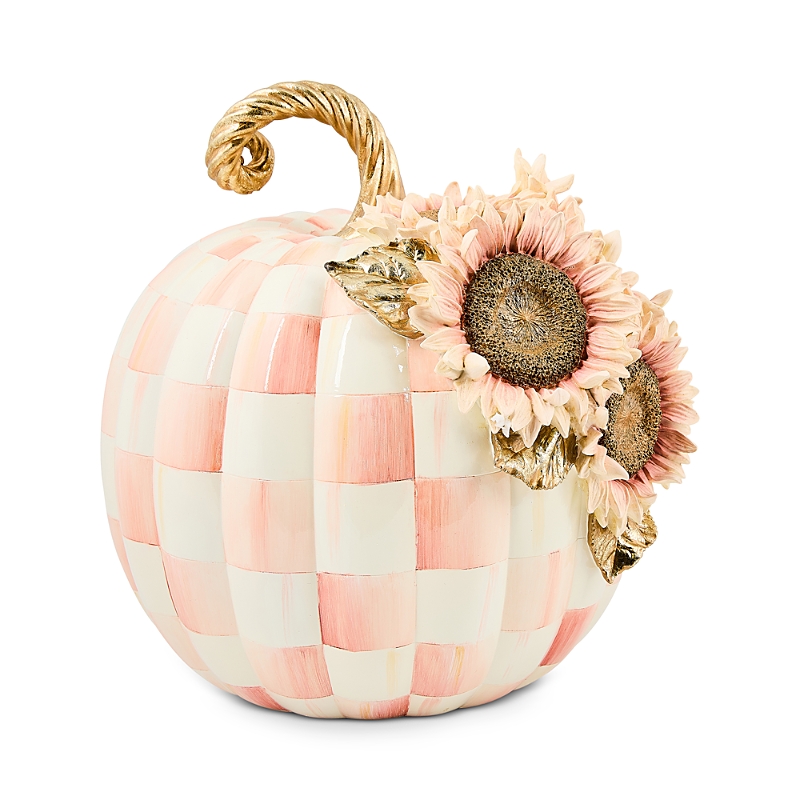 Mackenzie-childs Rosy Check Large Sunflower Pumpkin In Pink
