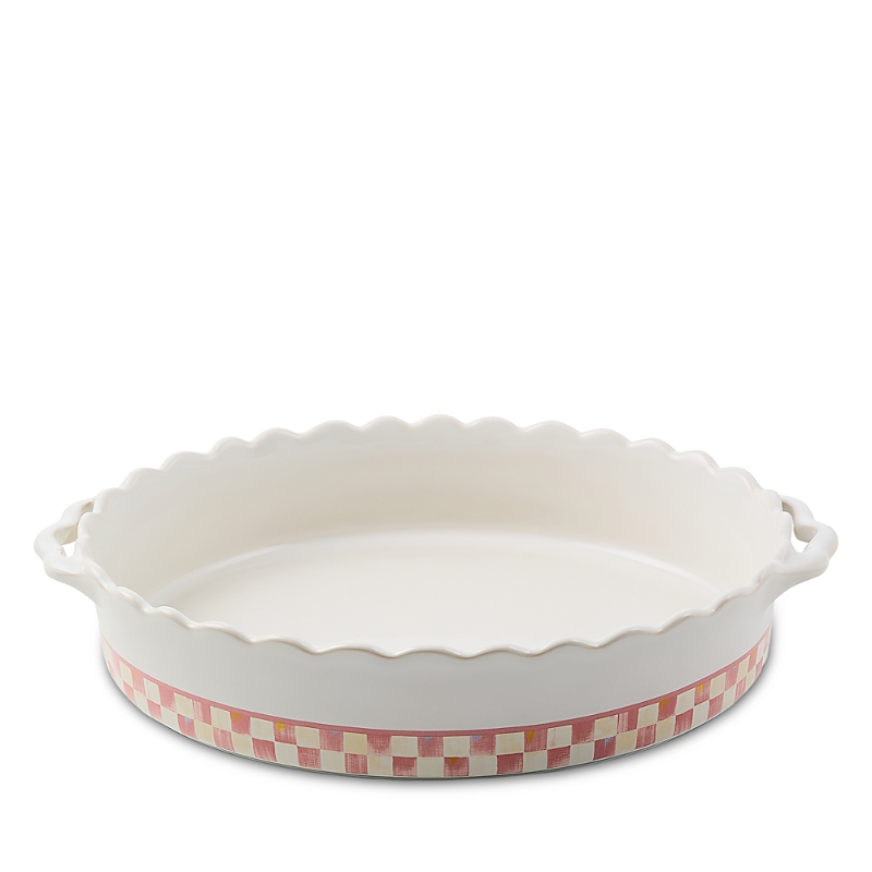 Mackenzie-childs Rosy Check Everyday Large Oval Baker In White