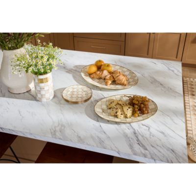 Mocha Check Small Oval Platter