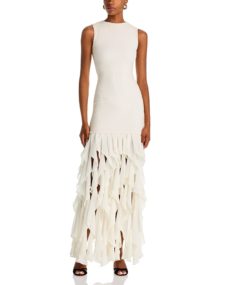 Patbo Gavea Mesh Maxi Dress Off White In White