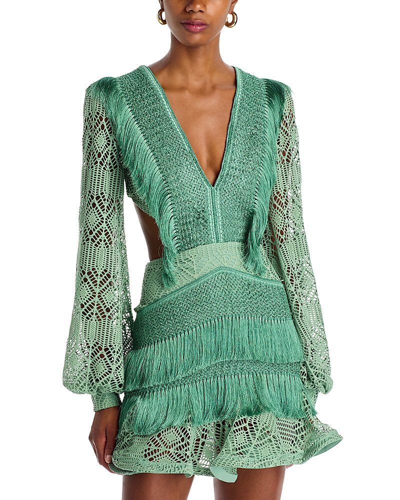 Patbo Fringe Minidress In Green