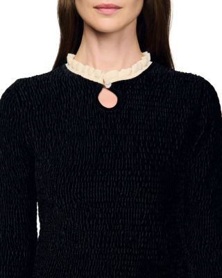 Eugenie Smocked Velvet Top