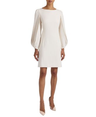  Arana Shift Dress with Pleated Bishop Sleeves in Stretch Crepe