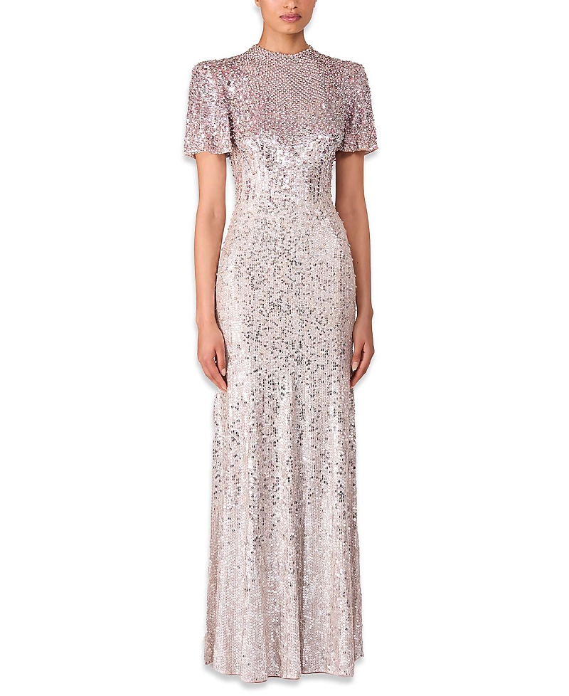 Jenny Packham Jourdain Sequin-embellished Gown In Neutral