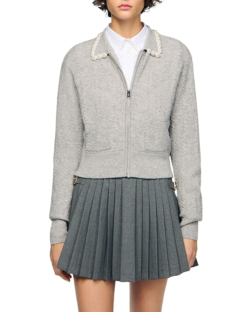 Sandro Ameo Beaded Collar Cardigan