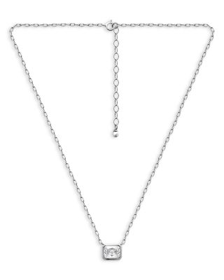 18K Gold Over Sterling Silver Bezel Set Octagon Cubic Zirconia Necklace, 16" - Exclusive