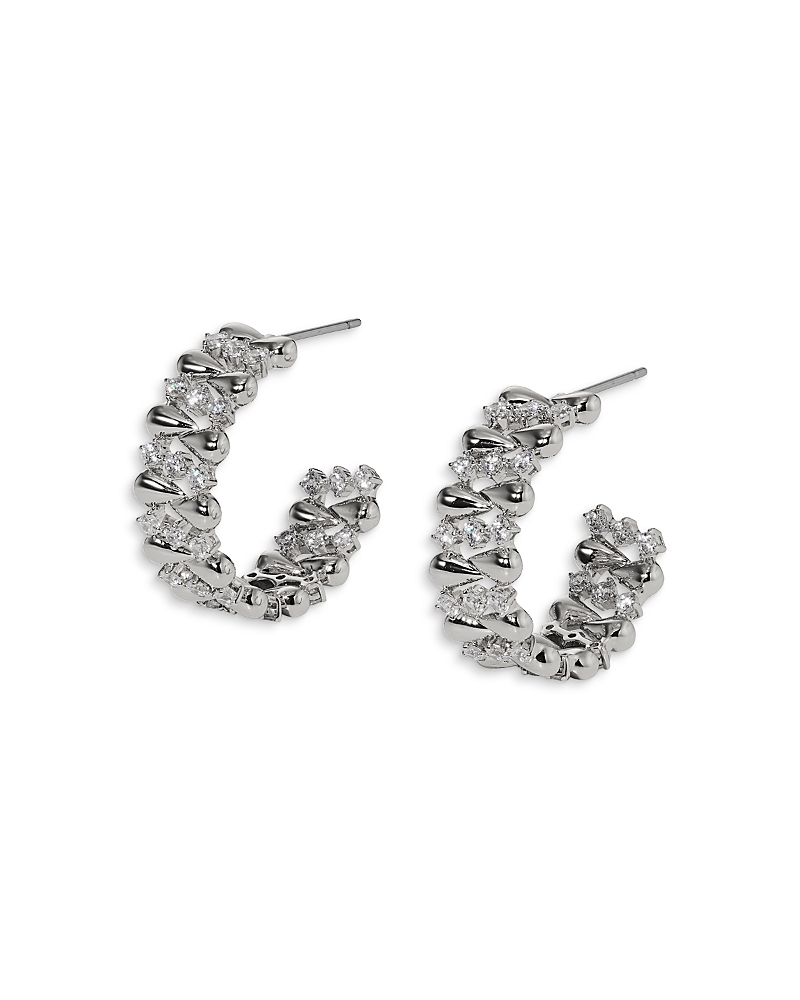 Nadri Pisa Pattern C Hoop Earrings, 0.9 Diameter In Metallic