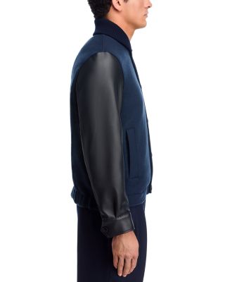 Casual Fit Mixed Media Bomber Jacket