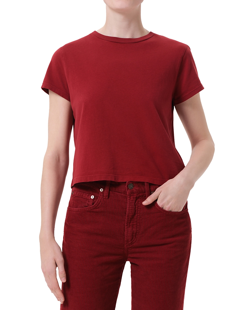 Agolde Adine Cotton Shrunken Tee In Red