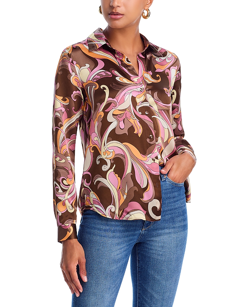 L Agence Tyler Silk Blouse In Brown