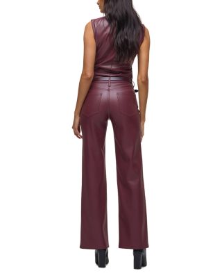Rosie High Rise Wide Leg Faux Leather Jeans in Port Royal
