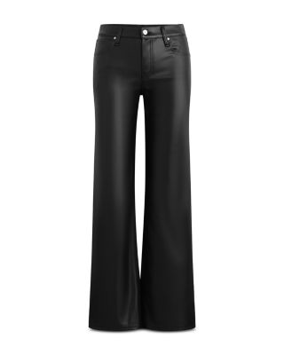 Rosie High Rise Wide Leg faux Leather Jeans in Black