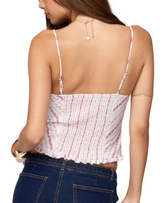 Edikted Alaine Floral Striped Ruffle Tank Top