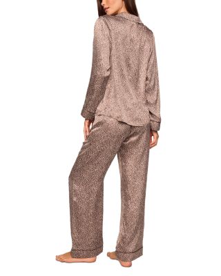 Inez Printed Washable Silk Long Pajama Set