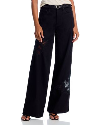 Sofie High Rise Full Wide Leg Lace Jeans in Black