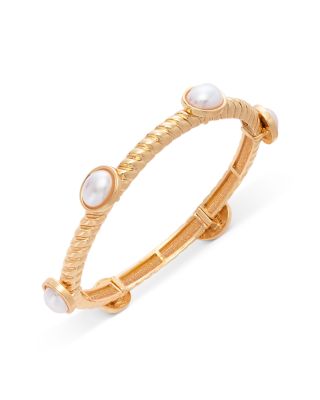 Imitation Pearl Twist Texture Bangle Bracelet - Exclusive