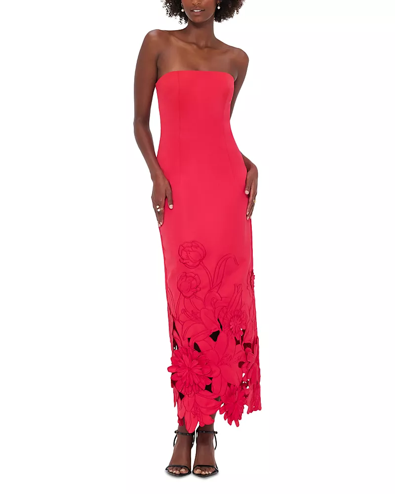 Leo Lin Rayna Strapless Applique Dress
