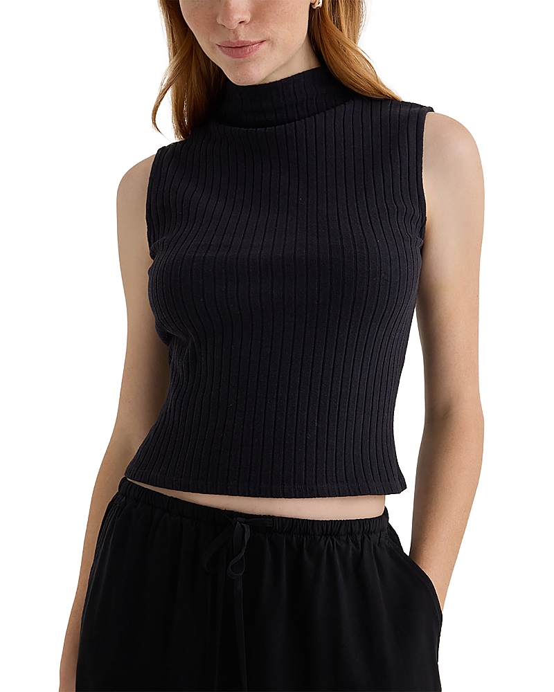 Bella Dahl Sleeveless Mock Neck Top In Black