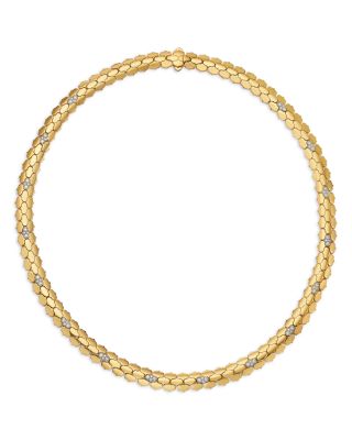 18K White & Yellow Gold Gender Diamond Cobra Collar Necklace, 16"