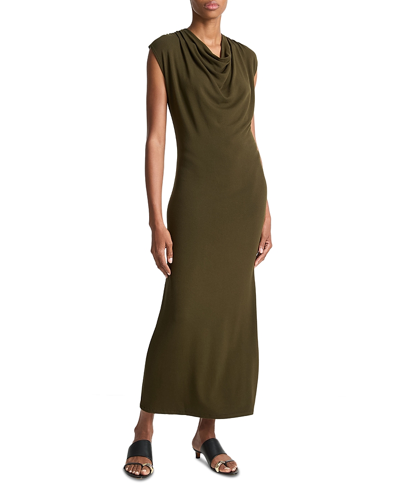 Vince Cowl Neck Dress In Green