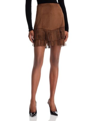 L'AGENCE Lyle Faux Suede Fringe Mini Skirt | Bloomingdale's Women