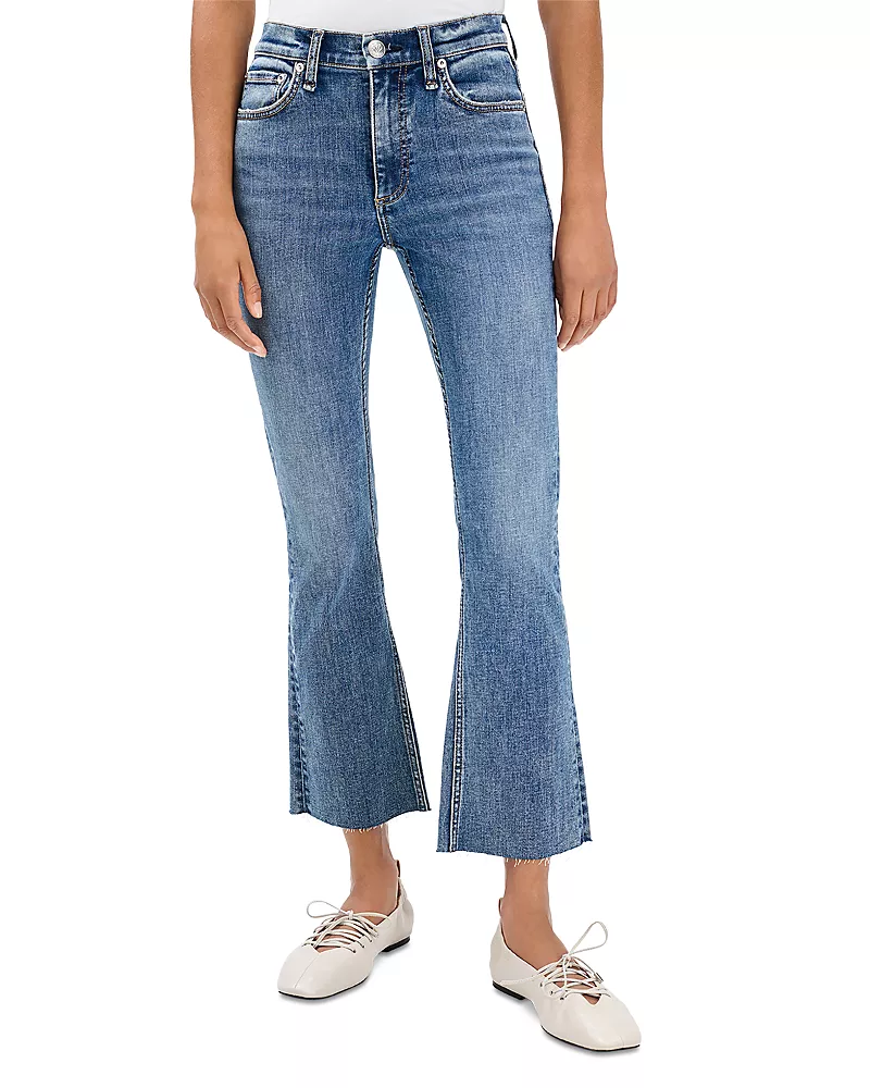 rag & bone Flexi Peyton High Rise Ankle Bootcut Jeans in Washed Stone Black