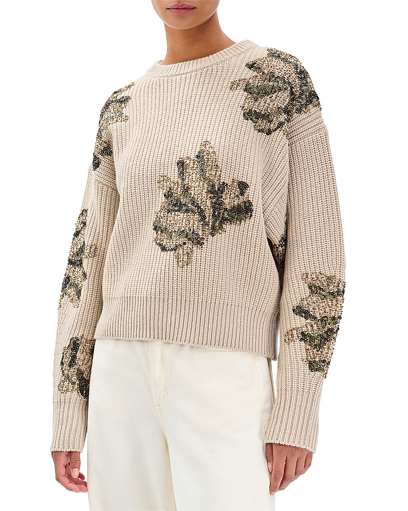 Rag & Bone Julie Sequin Wool Sweater In Neutral