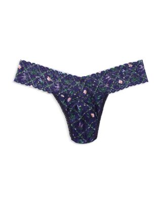 Printed Signature Lace Low Rise Thong