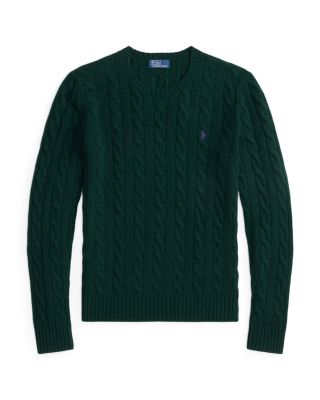 Cable Wool Cashmere Crewneck Slim Fit Sweater