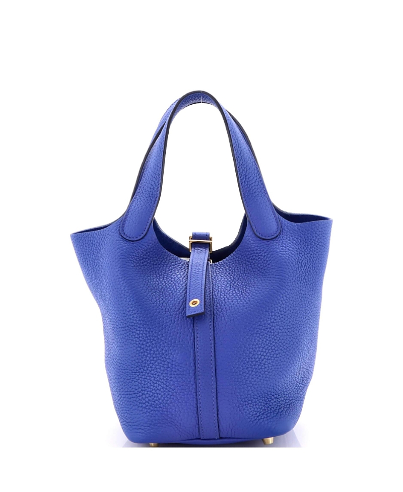 Pre-owned Pre-owned Hermes Hermes Pm Picotin Lock Bag Clemence In Blue