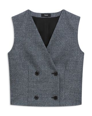 Double Breasted Marled Wool Vest
