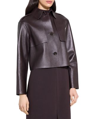 Cropped Leather Trench Coat