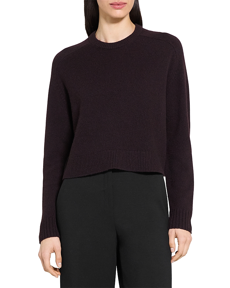 Theory Cashmere Cropped Sweater In Brown