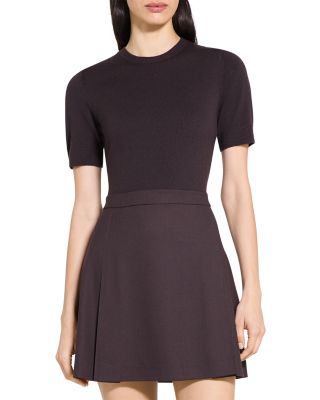 Deep Pleat Combo Mini Dress