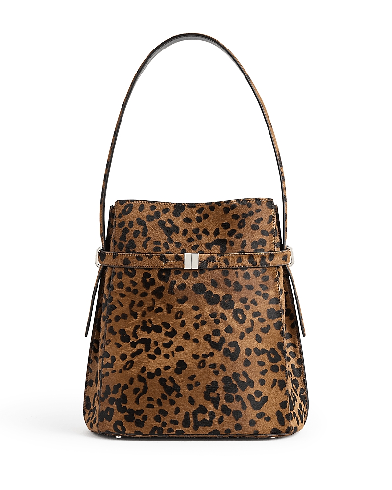 Totême Belted Calf Hair Bucket Bag In Brown