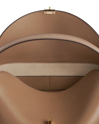 T-Lock Smooth Leather Convertible Top Handle Bag in Camel