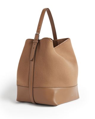 Doubl&eacute; Belted Wool and Leather Trim Tote