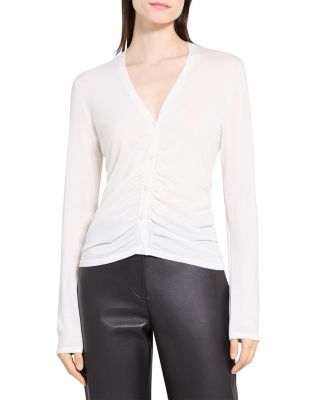 Shirred Cardigan Sweater