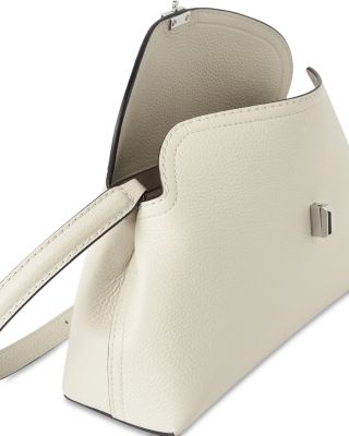 T-Lock Grained-Leather Convertible Clutch in Milk