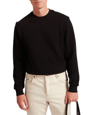 Elates Herringbone Textured Cotton Crewneck Sweatshirt