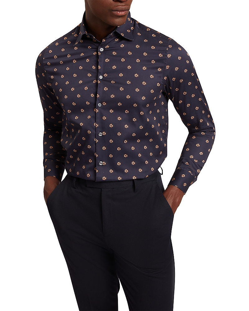 Ted Baker Olufar Slim Fit Button-front Shirt In Brown