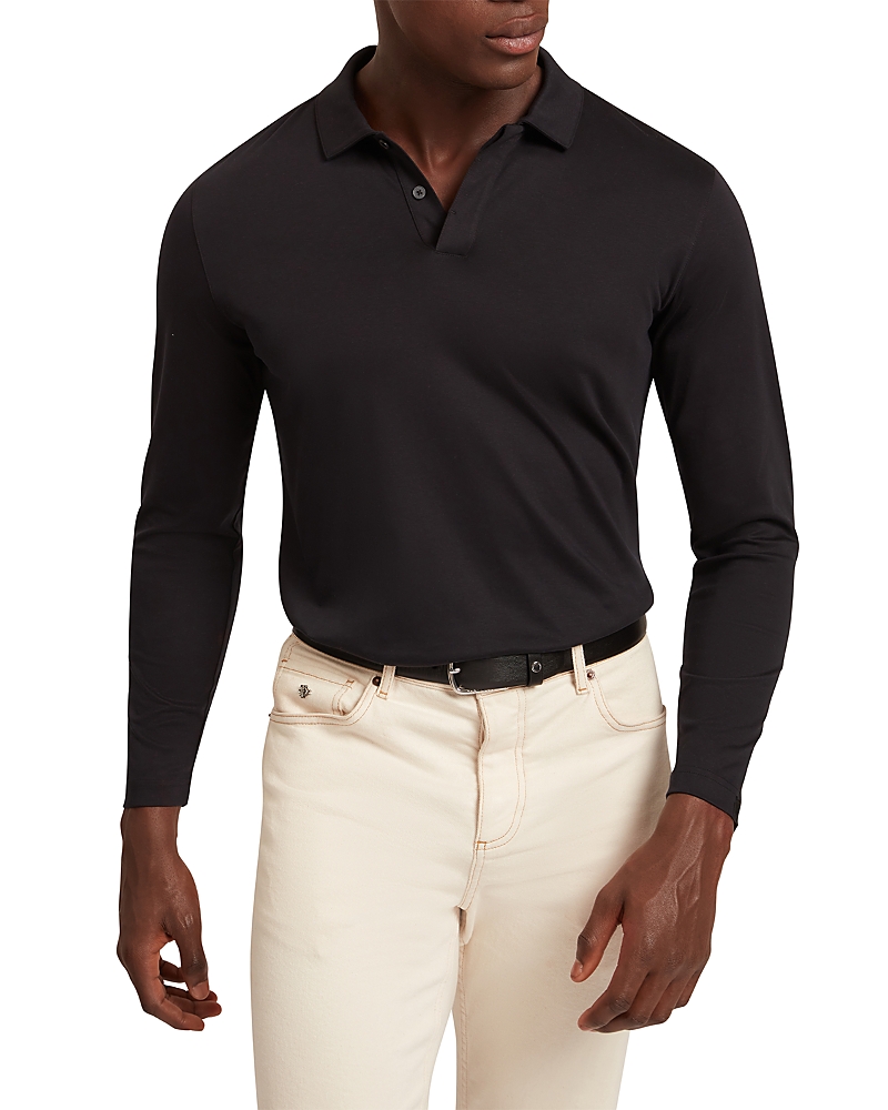 Ted Baker Ignac Long Sleeve Regular Soft Touch Cotton Polo In Black