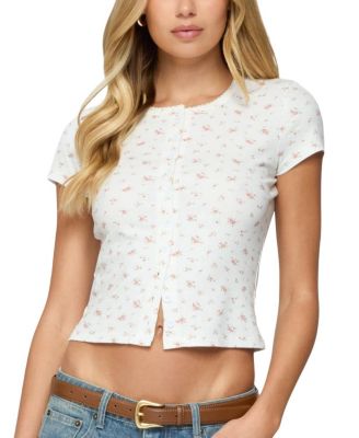  Odella Floral Ribbed Button Up Top