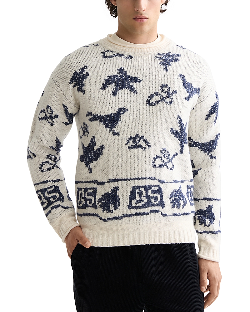 Scotch & Soda Jacquard Extra Dropped Shoulder Sweater In White